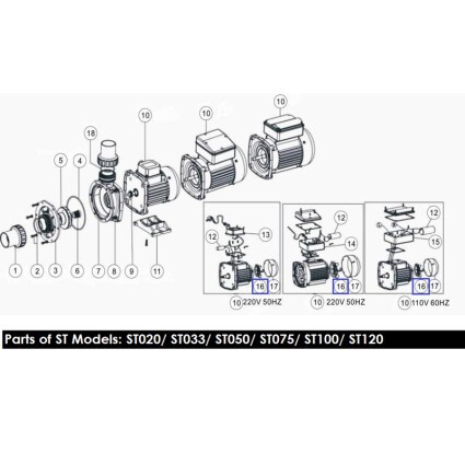 Крыльчатка вентилятора насоса Aquaviva SD/SQ/SS/ST 50-120 01031027