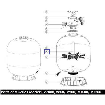 Дюзовая коробка в комп-ке с трубой для Aquaviva V900 89010608