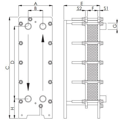 Теплообменник пластинчатый Techno System 446 кВт Titan