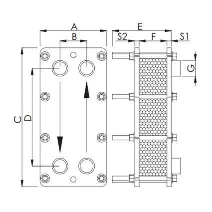 Теплообменник пластинчатый Techno System 242 кВт Titan