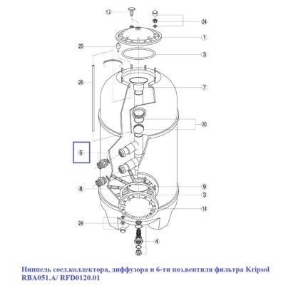 Муфта Kripsol (RRFI0005.00R) с резиновым уплотнением для 6-ти поз. вентиля 1.5"