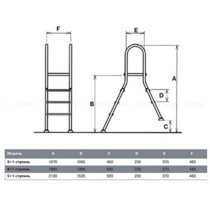 Лестница Hayward AISI 316 (5 cтупеней), для полузаглубленных бассейнов